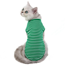 Ropa de mascota de camiseta a rayas de gato